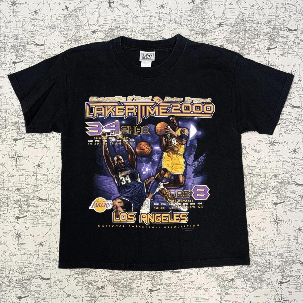 Vtg Y2K Shaquille Oneal Kobe Bryant La Lakers Lee Sport T-Shirt